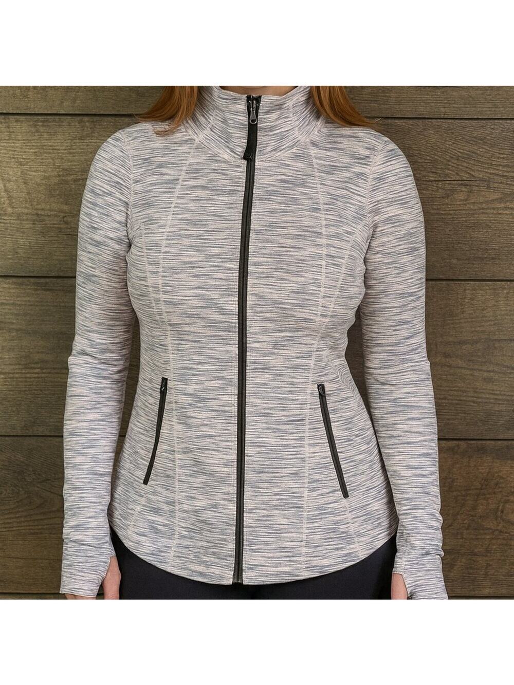 Zella Double‑Zip Heathered Pink Grey Active Yoga Jacket Size M